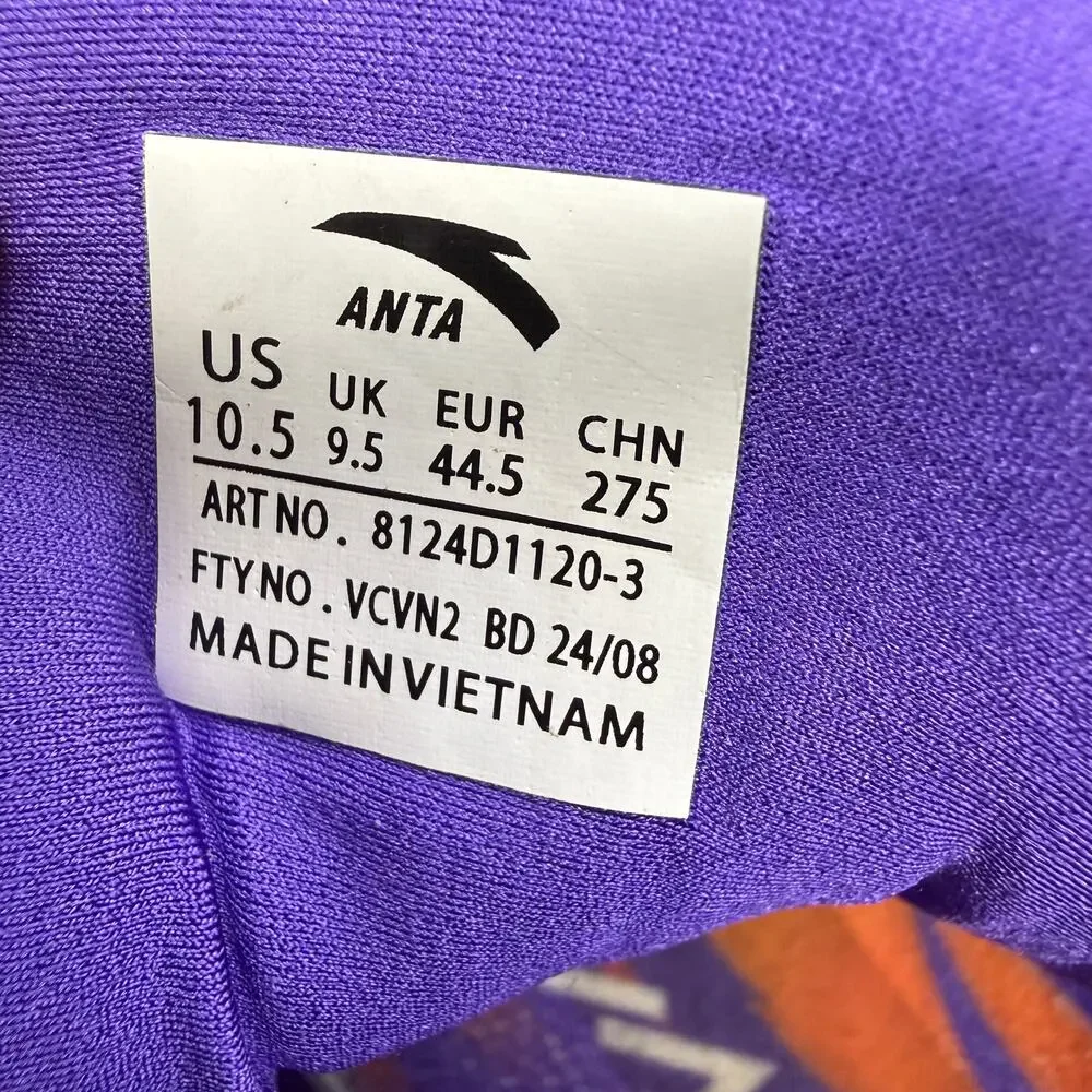 Anta Kai 1 Speed Twin Flame Mens Purple Basketball Shoes Size 10.5